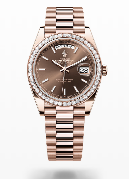 Rolex Day-Date - Chocolate - Everose gold and diamonds Rolex Day-Date Diamond