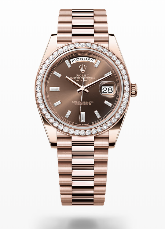 Rolex Day-Date - Chocolate set with diamonds - Everose gold and diamonds Rolex Day-Date Diamond