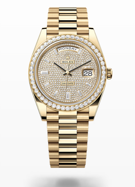 Rolex Day-Date - Diamond-paved - Yellow gold and diamonds Rolex Day-Date Diamond