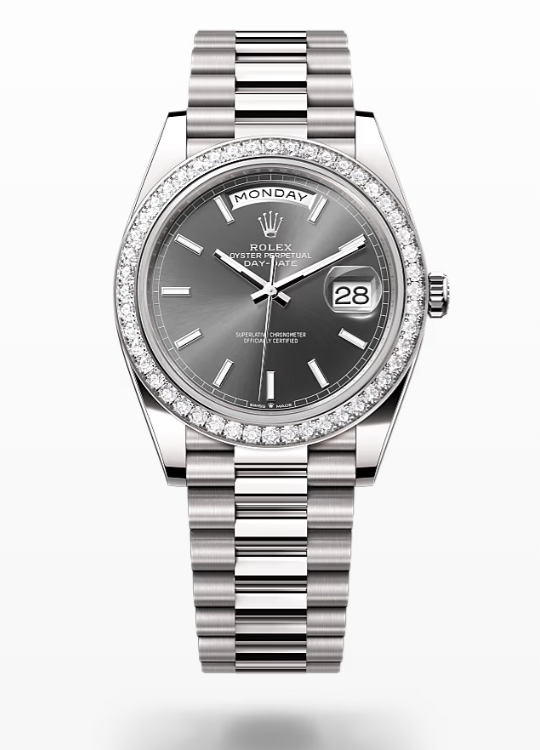 Rolex Day-Date - Slate - White gold and diamonds Rolex Day-Date Diamond