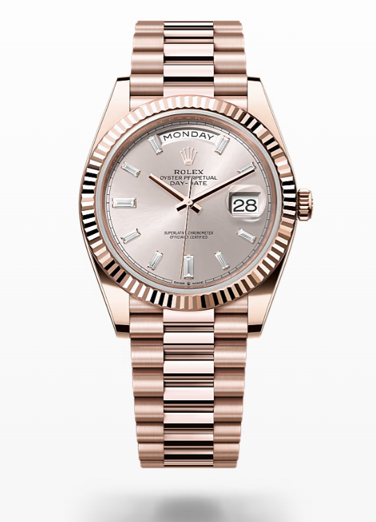 Rolex Day-Date - Sundust set with diamonds - Everose gold Rolex Day-Date Diamond