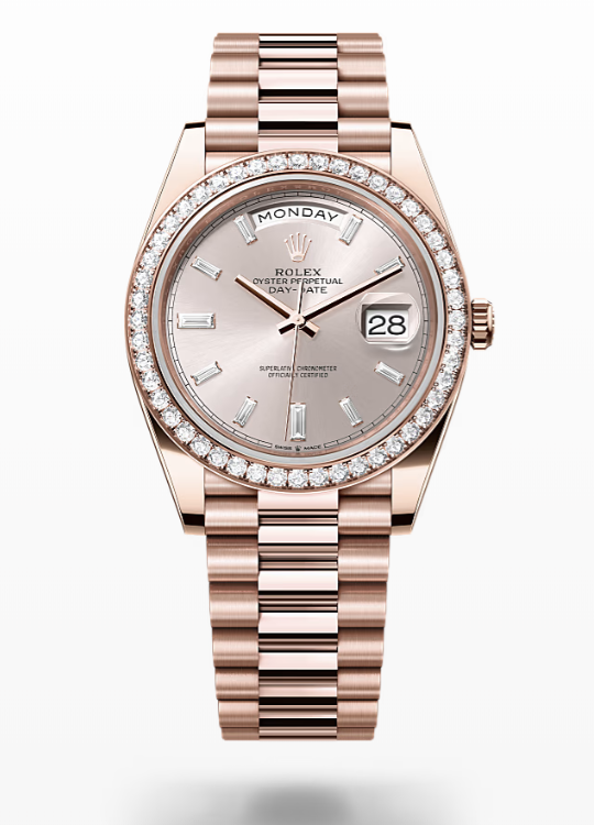 Rolex Day-Date - Sundust set with diamonds - Everose gold and diamonds Rolex Day-Date Diamond