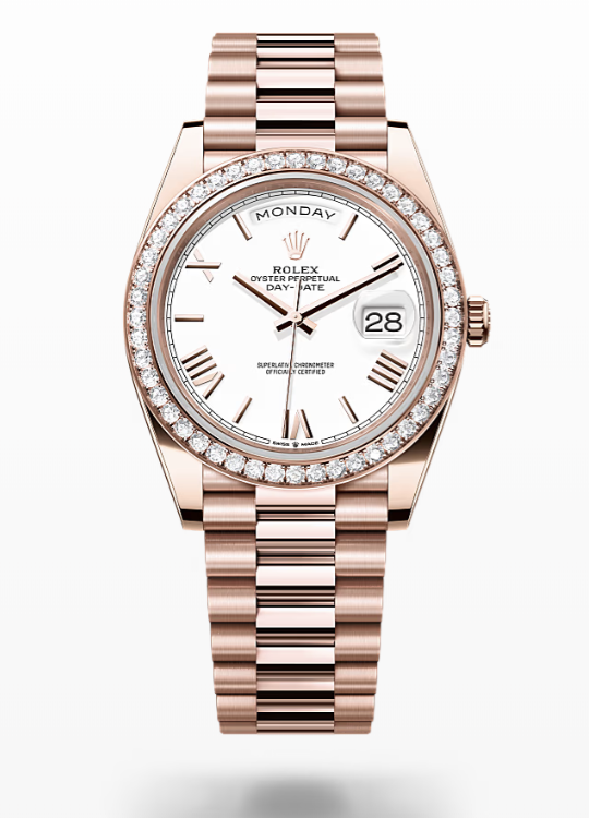 Rolex Day-Date - White - Everose gold and diamonds Rolex Day-Date Diamond