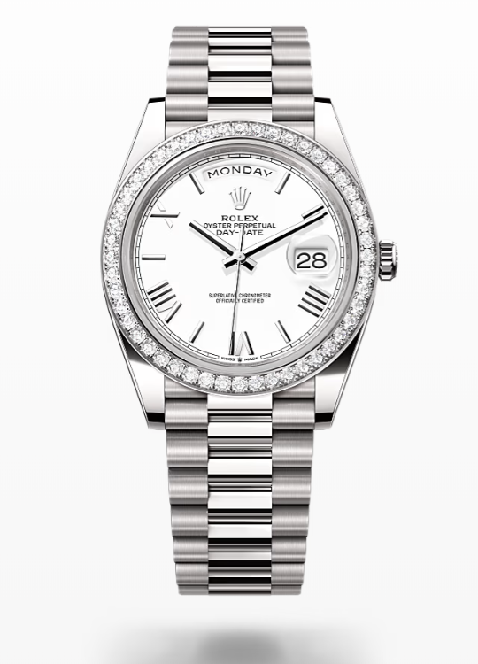 Rolex Day-Date - White - White gold and diamonds Rolex Day-Date Diamond