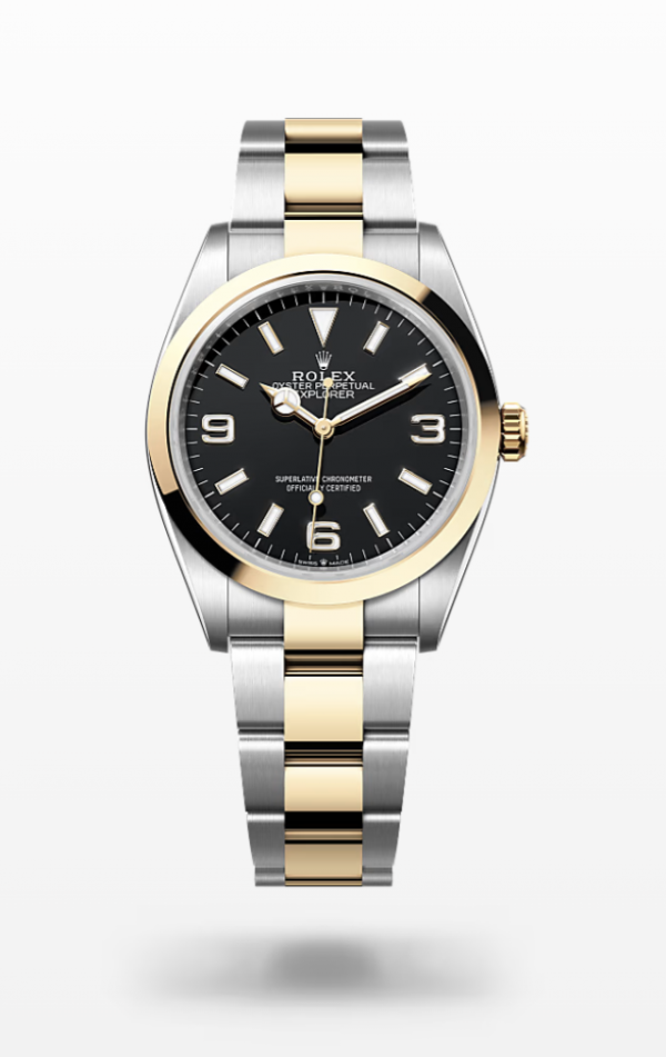 Rolex Explorer - Black - Oystersteel and yellow gold Rolex Explorer