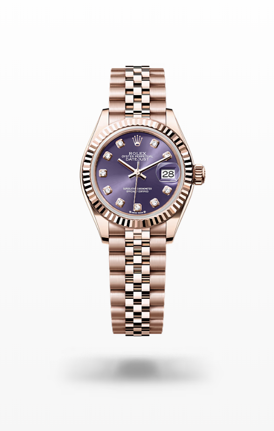 Rolex Lady-Datejust - Aubergine set with diamonds, Everose gold, jubilee Rolex Lady-Datejust Everose Gold Diamond