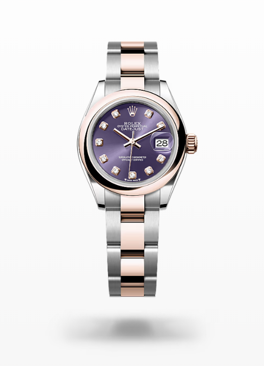 Rolex Lady-Datejust - Aubergine set with diamonds, oystersteel and Everose gold Rolex Lady-Datejust Everose Gold Diamond