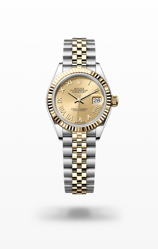 Rolex Lady-Datejust - Champagne-colour, Oystersteel and yellow gold, jubilee yg Rolex Lady-Datejust