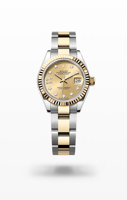 Rolex Lady-Datejust - Champagne-colour set with diamonds, Oystersteel and yellow gold, bezel yg Rolex Lady-Datejust