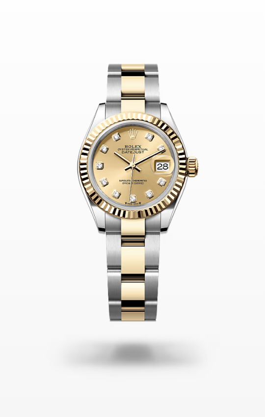 Rolex Lady-Datejust - Champagne-colour set with diamonds, Oystersteel and yellow gold, bezel Rolex Lady-Datejust