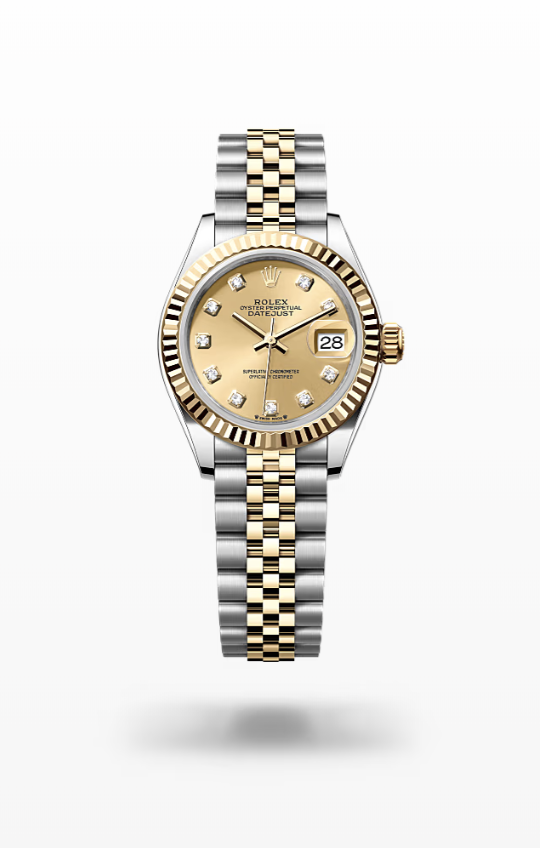 Rolex Lady-Datejust - Champagne-colour set with diamonds, Oystersteel and yellow gold, jubilee Rolex Lady-Datejust