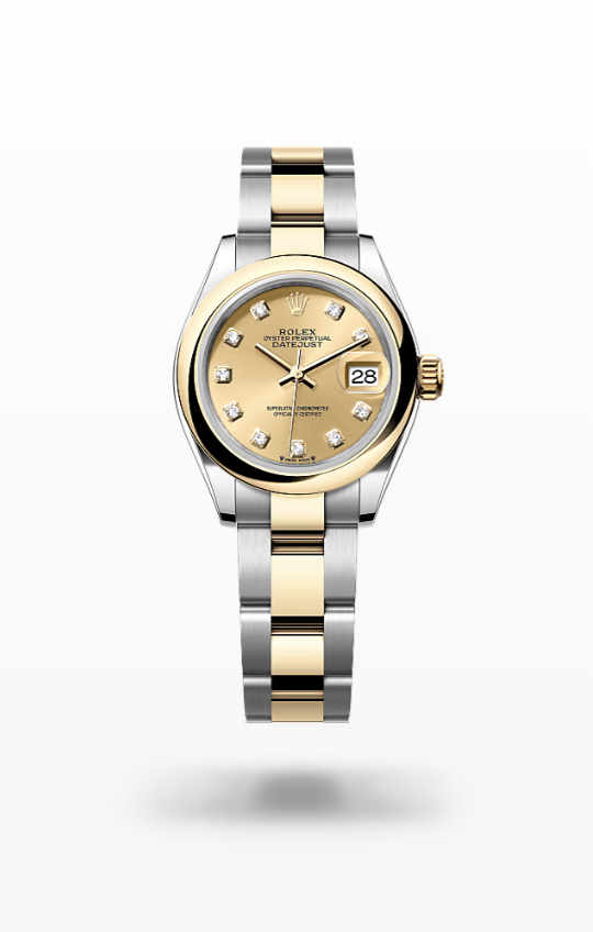 Rolex Lady-Datejust - Champagne-colour set with diamonds, Oystersteel and yellow gold Rolex Lady-Datejust