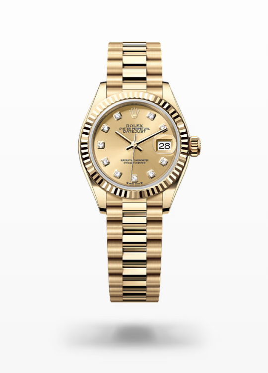 Rolex Lady-Datejust - Champagne-colour set with diamonds, yellow gold, President Rolex Lady-Datejust President Diamond