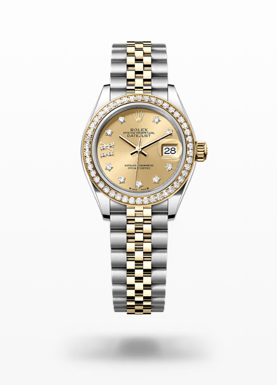 Rolex Lady-Datejust - Champagne-colour set with diamonds, yellow gold and diamonds, jubilee yg Rolex Lady-Datejust Diamond