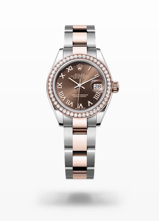Rolex Lady-Datejust - Chocolate, Oystersteel, Everose gold and diamonds I Rolex Lady-Datejust Everose Gold Diamond
