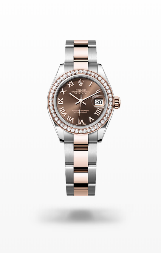 Rolex Lady-Datejust - Chocolate, Oystersteel, Everose gold and diamonds I Rolex Lady-Datejust Everose Gold Diamond