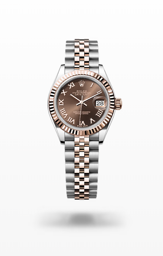 Rolex Lady-Datejust - Chocolate, oystersteel and Everose gold, bezel-jubilee Rolex Lady-Datejust Everose Gold