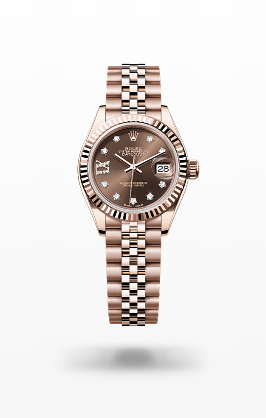 Rolex Lady-Datejust - Chocolate set with diamonds, Everose gold, jubilee I Rolex Lady-Datejust Everose Gold Diamond
