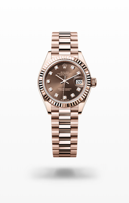 Rolex Lady-Datejust - Chocolate set with diamonds, Everose gold Rolex Lady-Datejust President Everose Gold Diamond