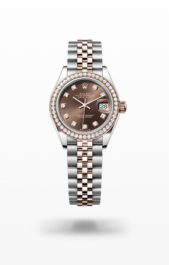 Rolex Lady-Datejust - Chocolate set with diamonds, Oystersteel, Everose gold and diamonds, Jubilee Rolex Lady-Datejust Everose Gold Diamond