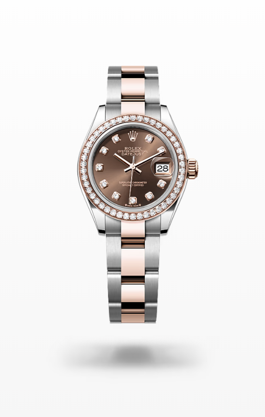 Rolex Lady-Datejust - Chocolate set with diamonds, Oystersteel, Everose gold and diamonds Rolex Lady-Datejust Everose Gold Diamond