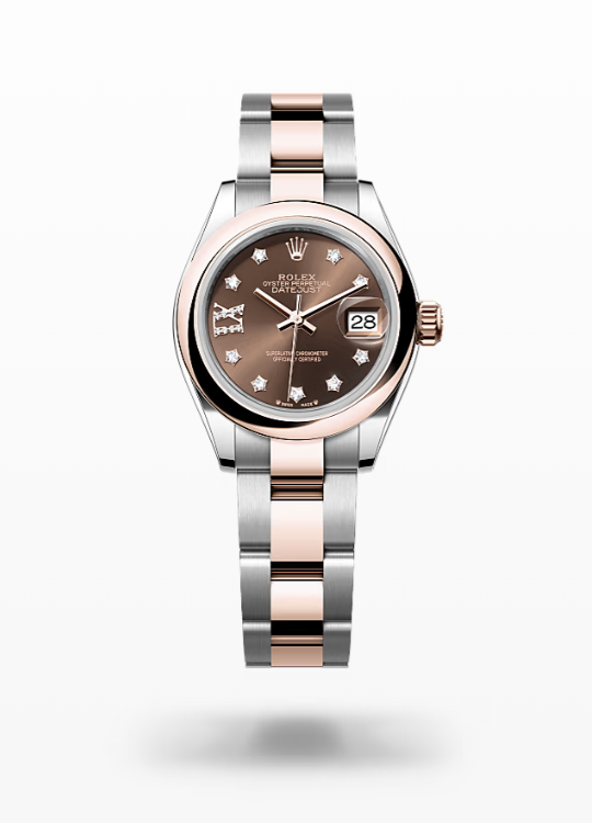 Rolex Lady-Datejust - Chocolate set with diamonds, oystersteel and Everose gold, dial Rolex Lady-Datejust Everose Gold Diamond