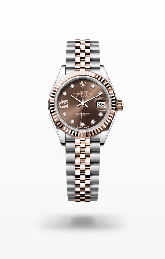 Rolex Lady-Datejust - Chocolate set with diamonds, oystersteel and Everose gold, jubilee I Rolex Lady-Datejust Everose Gold Diamond