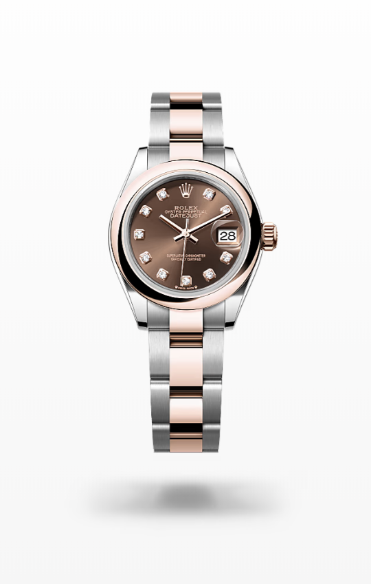Rolex Lady-Datejust - Chocolate set with diamonds, oystersteel and Everose gold Rolex Lady-Datejust Everose Gold Diamond
