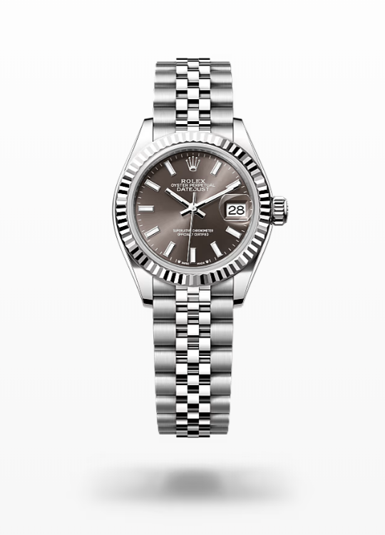 Rolex Lady-Datejust - Dark grey, fluted Rolex Lady-Datejust