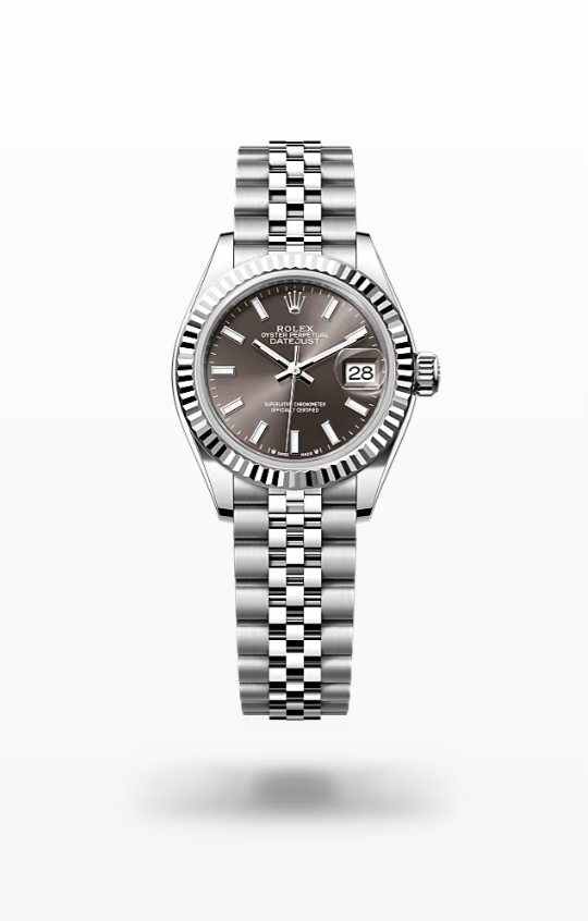 Rolex Lady-Datejust - Dark grey, fluted Rolex Lady-Datejust