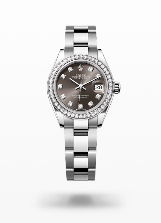 Rolex Lady-Datejust - Dark grey set with diamonds Rolex Lady-Datejust