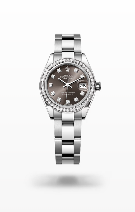 Rolex Lady-Datejust - Dark grey set with diamonds Rolex Lady-Datejust