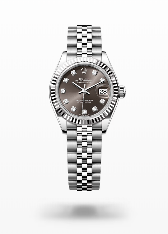 Rolex Lady-Datejust - Dark grey set with diamonds Rolex Lady-Datejust