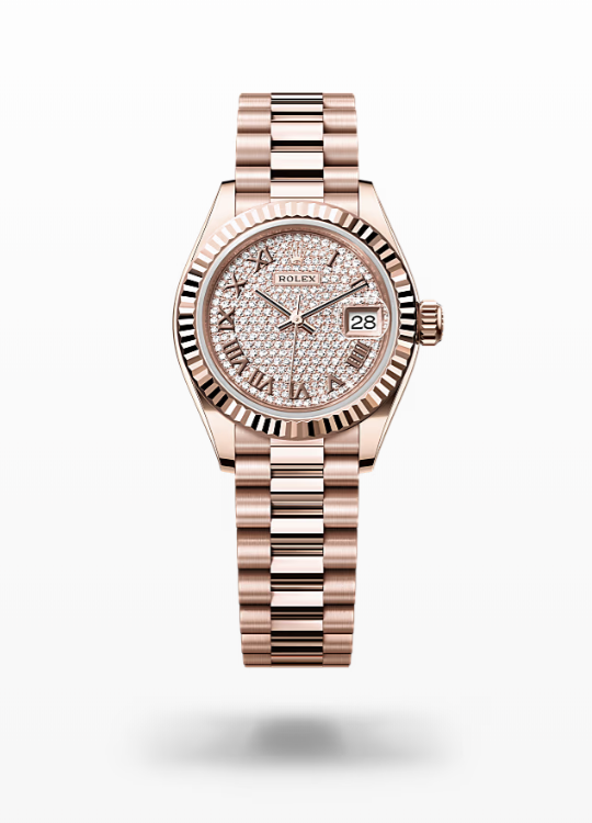 Rolex Lady-Datejust - Diamond-paved, Everose gold Rolex Lady-Datejust President Everose Gold Diamond