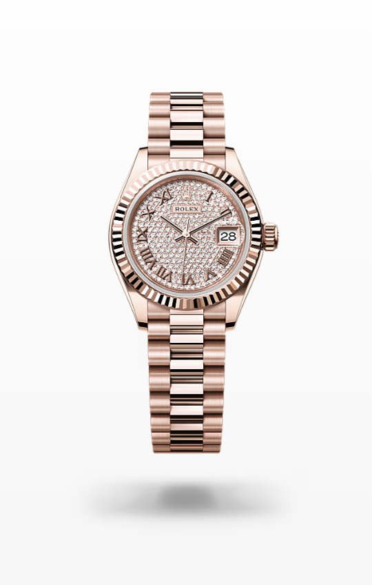 Rolex Lady-Datejust - Diamond-paved, Everose gold Rolex Lady-Datejust President Everose Gold Diamond