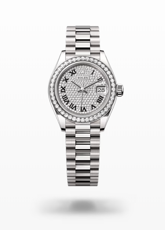 Rolex Lady-Datejust - Diamond-paved, President Rolex Lady-Datejust President Diamond
