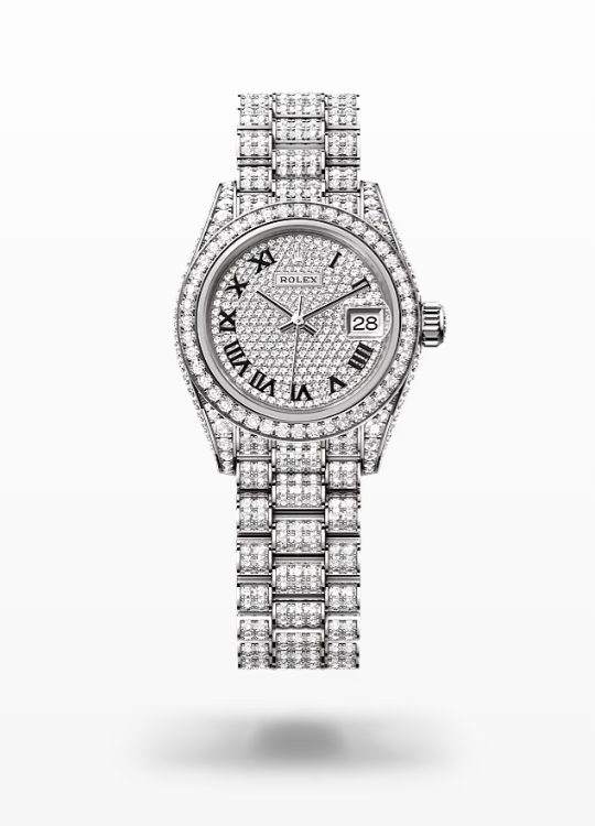 Rolex Lady-Datejust - Diamond-paved, white gold and diamonds Rolex Lady-Datejust President Diamond