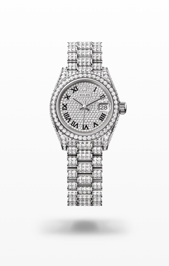 Rolex Lady-Datejust - Diamond-paved, white gold and diamonds Rolex Lady-Datejust President Diamond