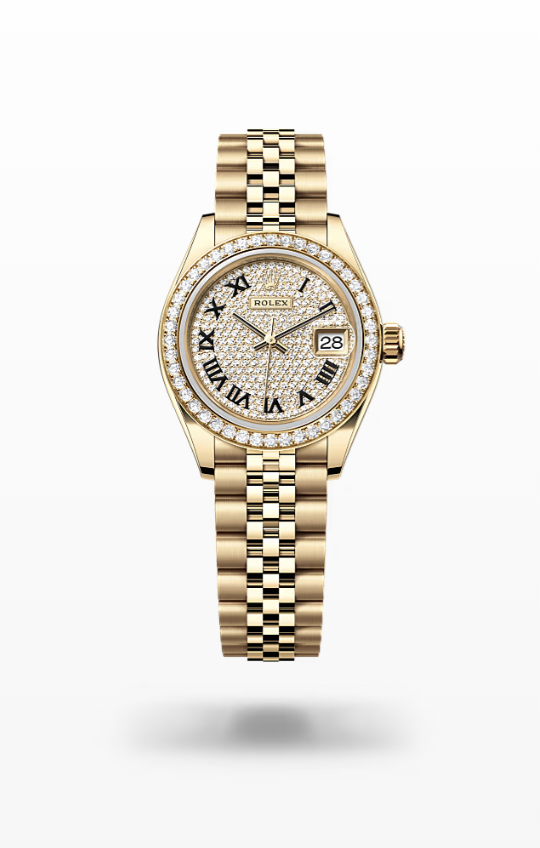 Rolex Lady-Datejust - Diamond-paved, yellow gold and diamond-set, jubilee Rolex Lady-Datejust President Diamond
