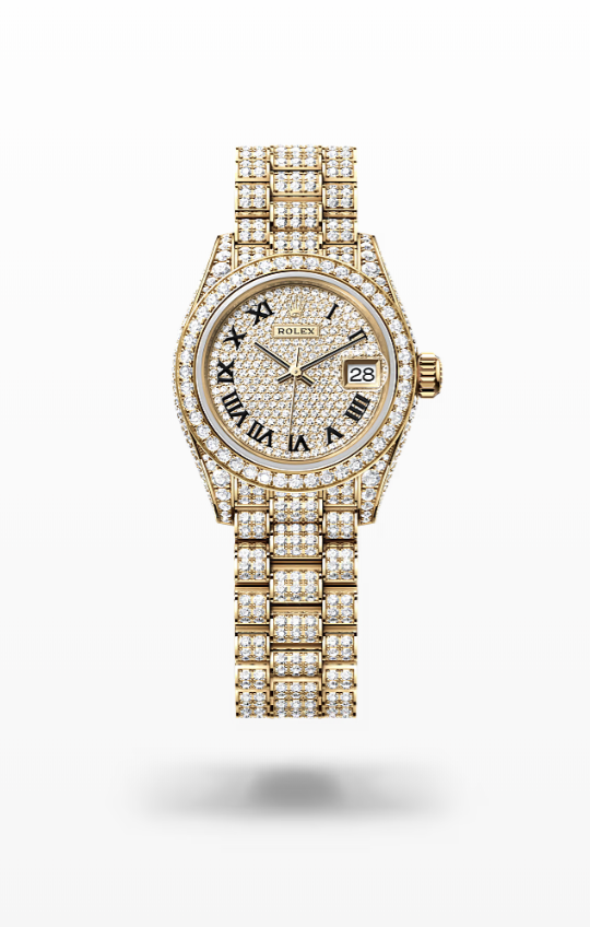 Rolex Lady-Datejust - Diamond-paved Rolex Lady-Datejust President Diamond