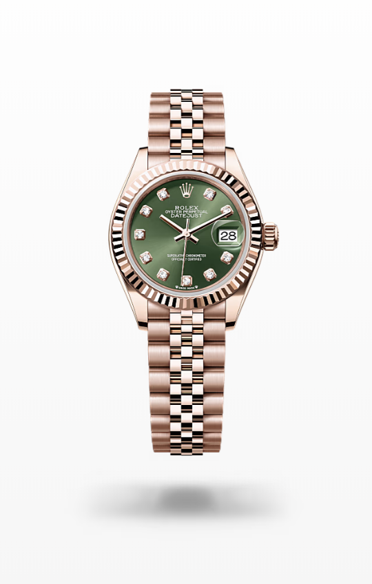 Rolex Lady-Datejust - Olive green set with diamonds, Everose gold, jubilee Rolex Lady-Datejust Everose Gold Diamond