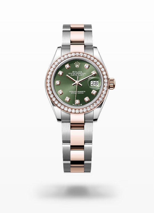 Rolex Lady-Datejust - Olive green set with diamonds, Oystersteel, Everose gold and diamonds Rolex Lady-Datejust Everose Gold Diamond