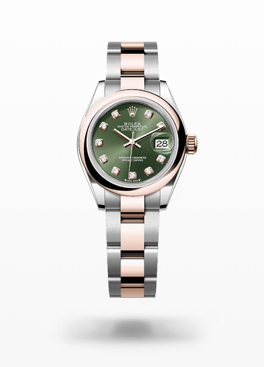 Rolex Lady-Datejust - Olive green set with diamonds, oystersteel and Everose gold Rolex Lady-Datejust Everose Gold Diamond