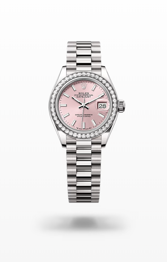 Rolex Lady-Datejust - Pink, white gold and diamonds, President Rolex Lady-Datejust President Diamond