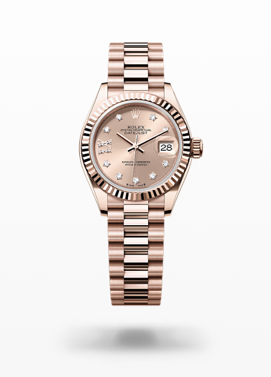 Rolex Lady-Datejust - Rosé-colour set with diamonds, Everose gold Rolex Lady-Datejust President Everose Gold Diamond