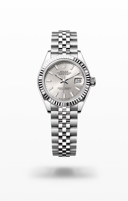 Rolex Lady-Datejust - Silver, fluted Rolex Lady-Datejust
