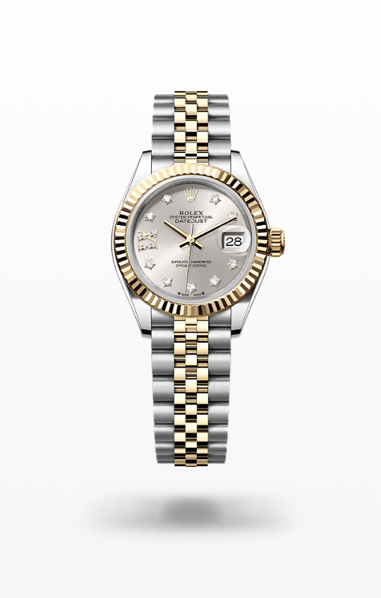 Rolex Lady-Datejust - Silver set with diamonds, Oystersteel and yellow gold, jubilee yg Rolex Lady-Datejust