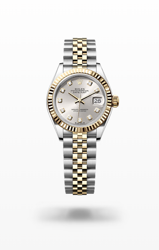 Rolex Lady-Datejust - Silver set with diamonds, Oystersteel and yellow gold, jubilee Rolex Lady-Datejust