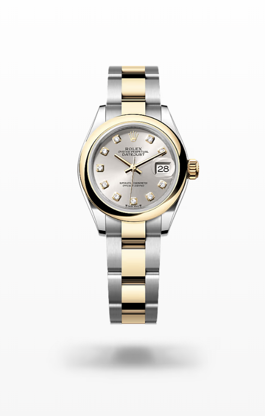 Rolex Lady-Datejust - Silver set with diamonds, Oystersteel and yellow gold Rolex Lady-Datejust