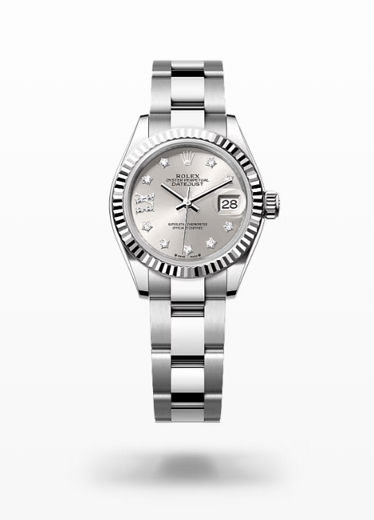 Rolex Lady-Datejust - Silver set with diamonds, bezel Rolex Lady-Datejust